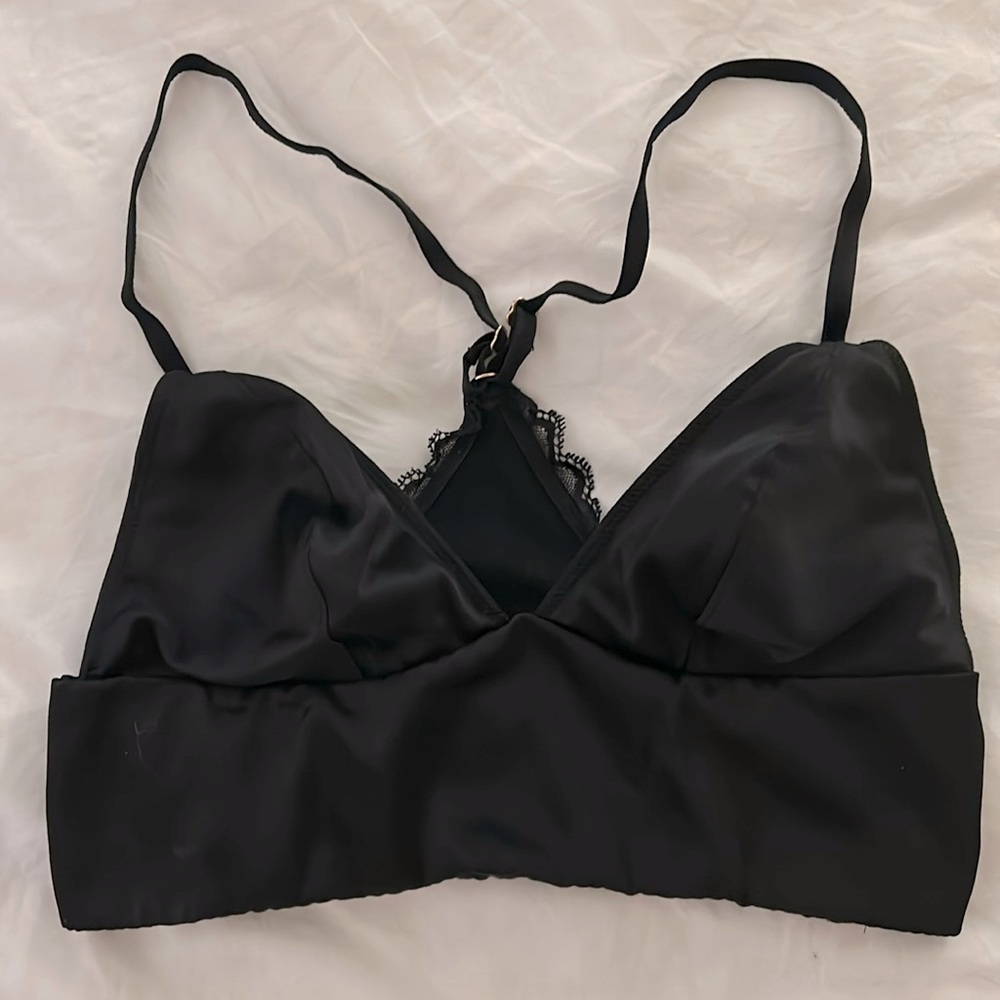 Victoria’s Secret black satin bralette, size xs